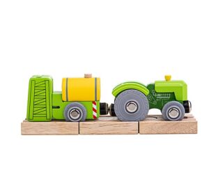 Bigjigs Rail Tractor with a siding green