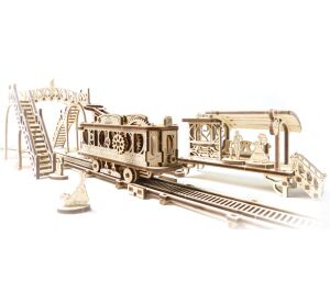Ugears 3D Wooden Mechanical Puzzle Mechanical Town Tram Line