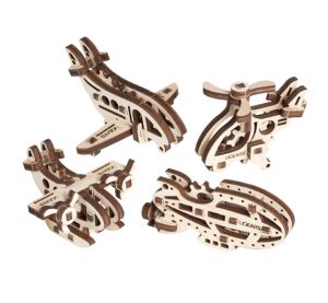Ugears 3D Wooden Mechanical Puzzle 4 Mechanical Pendants Flying Machines