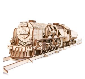 Ugears 3D Wooden Mechanical Puzzle V-Express Steam Locomotive 4-6-2 with Tender