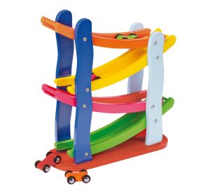 small foot Wooden racing track 4 cars
