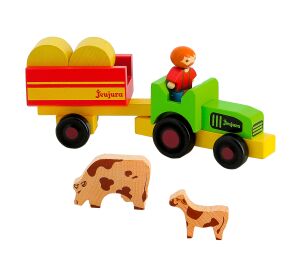 Jeujura Wooden figures for kits Farmer with tractor 7 pieces