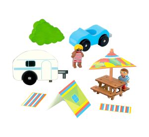 Jeujura Wooden figures for kits Holiday at the campsite 8 pieces