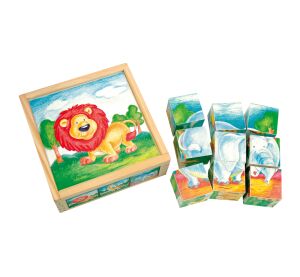 Bino Wooden picture blocks wild animals 9 pieces