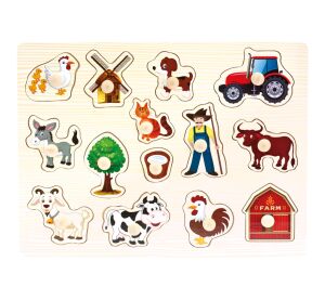 Bino Wooden puzzle farm 14 pieces