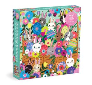 Mudpuppy Foil puzzle Bunnies in flowers 500 pieces