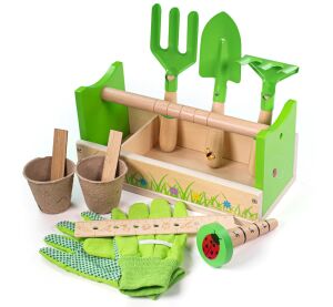 Bigjigs Toys Gardening set in a crate
