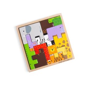 Bigjigs Toys Wooden puzzle blocks with safari animals