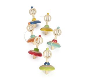 Bigjigs Toys Wooden Spinning Top with String 1 pc