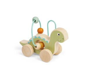 Bigjigs Toys Diplodocus on wheels with beaded labyrinth