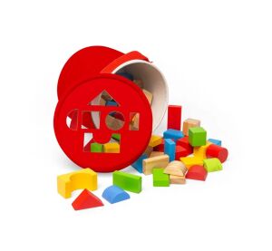 Bigjigs Toys First wooden blocks and jigsaw in a drum