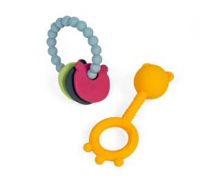 Bigjigs Toys Rattle and teether 2 in 1 and teething ring Teddy Bear