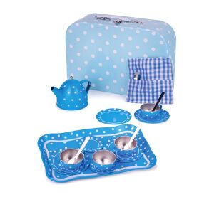 Bigjigs Toys Blue polka dot tea set