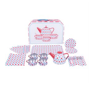 Bigjigs Toys Tea set with polka dots in a case