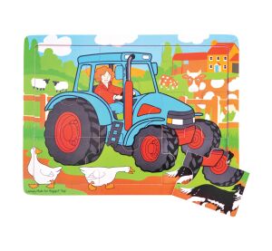 Bigjigs Toys Wooden tractor puzzle 9 pieces