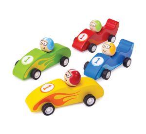 Bigjigs Toys Colorful Wooden Racing Car 1 pc
