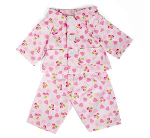 Bigjigs Toys Pink Pyjamas with Hearts and Cherries for Doll 34 cm