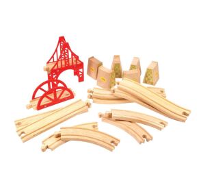 Bigjigs Rail Wooden Track Set Bridge 18 Pieces