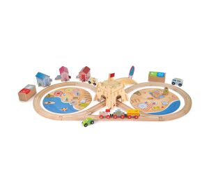 Bigjigs Rail Wooden Train Track Coastal Cleanup 70 pieces