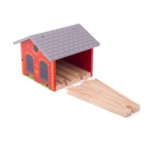 Bigjigs Rail Brick depot for two trains