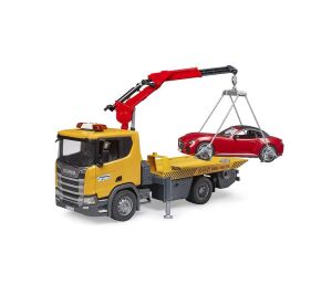 Bruder Scania Super 560R tow truck with car