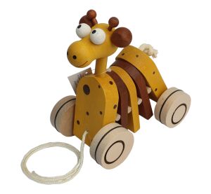 Wooden pull toy - Giraffe clacking