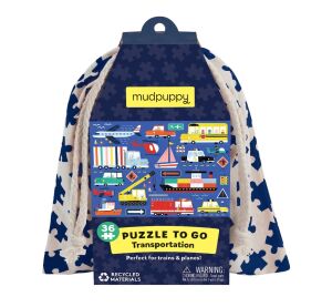 Mudpuppy Puzzle Vehicles in a cloth bag 36 pieces