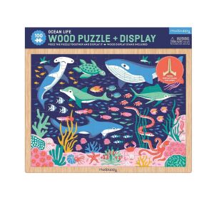 Mudpuppy Wooden puzzle Life in the ocean + stand 100 pieces