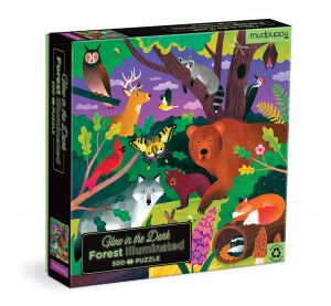 Mudpuppy Puzzle Forest animals - glow in the dark 500 pieces