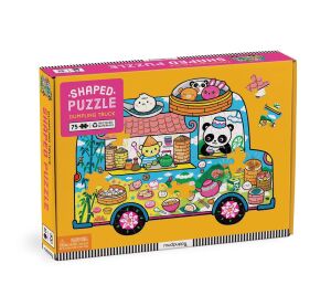 Mudpuppy Puzzle in the shape of a minibus with snacks