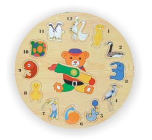 Insertable learning puzzle clock animals