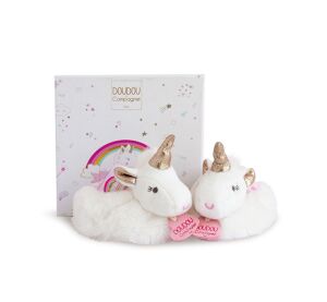 Doudou Gift set - Set of booties with rattles unicorn 0-6 months