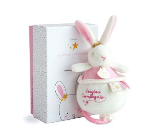 Doudou Gift set - Plush pink rabbit playing a melody 14 cm