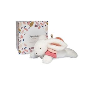 Doudou Gift set - Plush rabbit with dark pink pompom 25 cm
