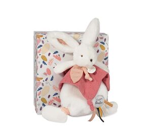 Doudou Gift set - Plush rabbit with toadstool 25 cm old pink