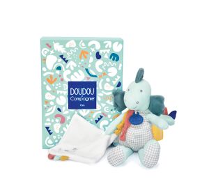 Doudou Gift set - Plush dinosaur with blanket 25 cm green