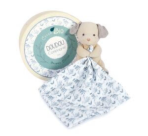 Doudou Gift set - Plush dog with blanket made of organic cotton 15 cm