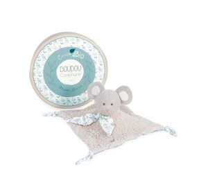 Doudou Gift set - Plush mouse with square blanket made of organic cotton 25 cm