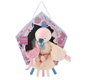Doudou Gift set - musical plush toy bird pink 23 cm