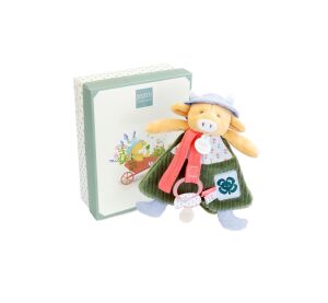 Doudou Gift set Aneth plush cow with pacifier holder 19 cm
