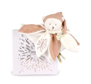 Doudou Gift Set Comfort Blanket Teddy Bear with Hat 25 cm Pink