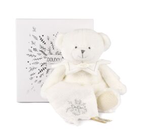 Doudou Gift set Teddy bear with blanket 30 cm beige