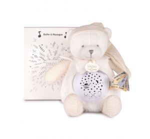 Doudou Gift Set Musical Night Light with Projection White Teddy Bear