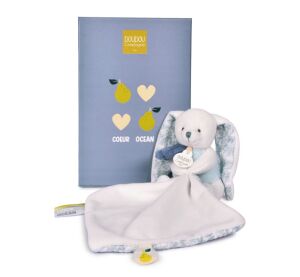 Doudou Gift Set Plush Bunny with Blanket 10 cm Blue