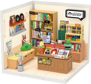 RoboTime 3D Wooden Jigsaw Puzzle Miniature House Fascinating Bookstore
