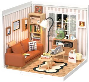 RoboTime 3D wooden jigsaw puzzle Miniature house Cozy living room