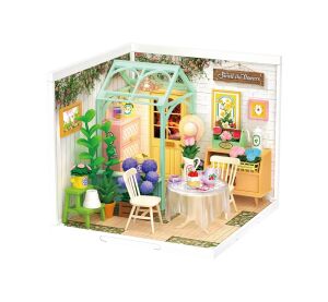 RoboTime 3D wooden puzzle Miniature house Sitting with tea in a blooming garden