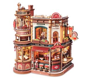 RoboTime 3D Wooden Music Box Puzzle Coffee Factory