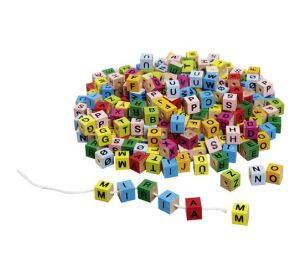 Goki Wooden Letter Cubes for Threading 325 pcs