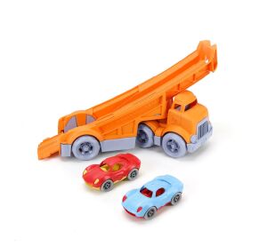 Green Toys Truck with 2 racing cars